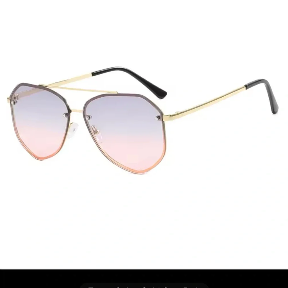 Pink & Grey Irregular Square Gold Rim Sunglassess